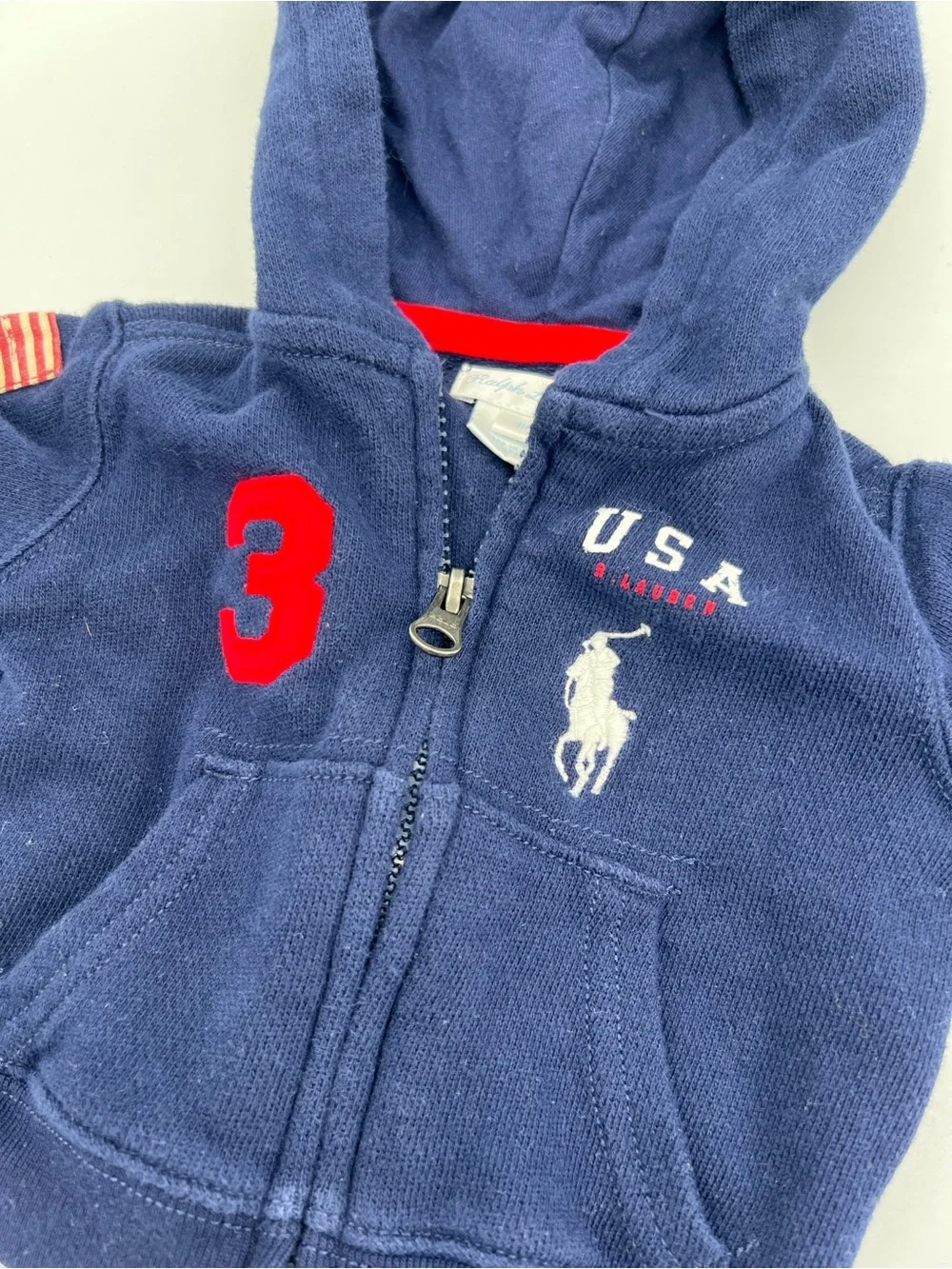 Ralph Lauren Navy Hooded Zip Sweatshirt & Striped One-Piece Navy/White